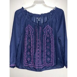 American Eagle Paisley Boho Style Women's Top Size XL 3/4 Sleeve